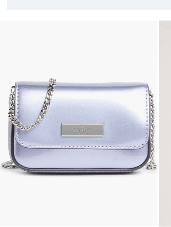 kate spade Handbags - Kate Spade Metallic Purple Patent Card Case on Chain Crossbody RARE